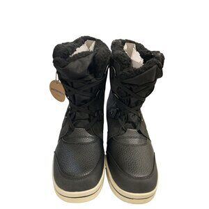 NEW Aldo Women's Size 11 Black Leather Faux Fur Lined Waterproof Winter Boots